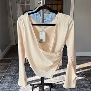 Cream Wrap Front Blouse